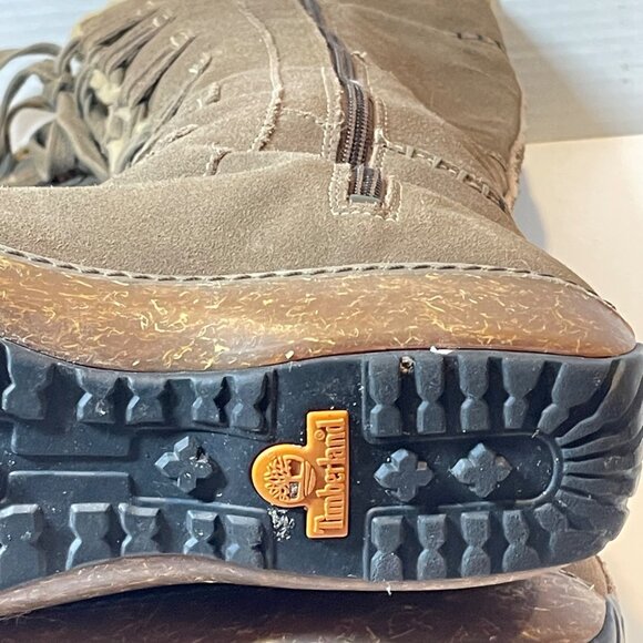 Timberland Womens Waterproof Tan Suede Tall Lace-Up Boots W/ Faux Shearling Lini - Picture 14 of 16